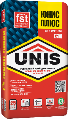 Клей UNIS плиточный ПЛЮС 25кг