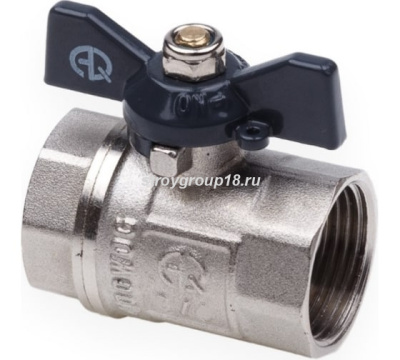 Кран шаровой 15 ВВ бабочка латунь никелированный PN50 Aqualink 