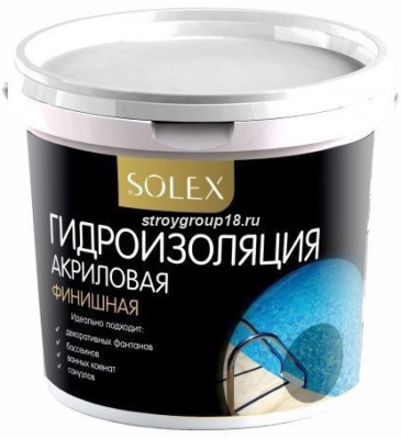 Гидроизоляция SOLEX ФИНИШНАЯ АКРИЛОВАЯ 1 КГ 