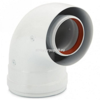 Отвод коакс. 90* d60/100мм с раструбом TERMICA